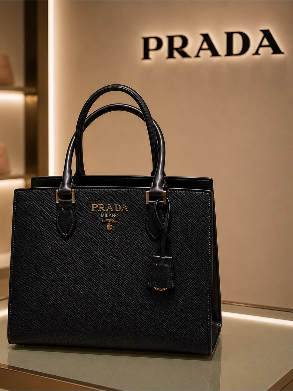 🇮🇹PRADA Black Saffiano Leather Structured Tote crossbody NWT 💯Authentic Luxury